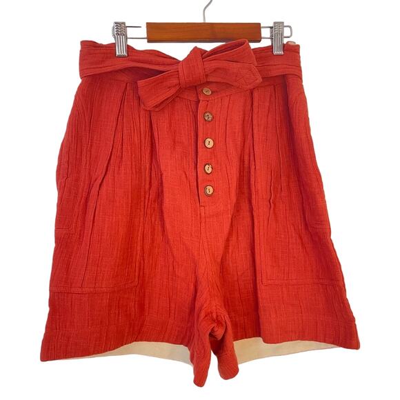 Free People High Waisted Shirts Burnt Orange Tie New Small - Picture 2 of 10